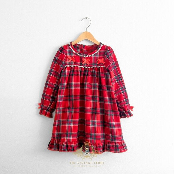 Other - NWT Pretty Girls Pajamas Dress Christmas Pjs Kids Sleepwear Plaid Red Green 8-9Y
